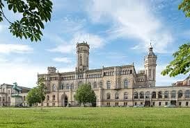 Main campus of Gottfried Wilhelm Leibniz University of Hanover in Germany, showcasing modern lecture halls, research facilities, and student residences