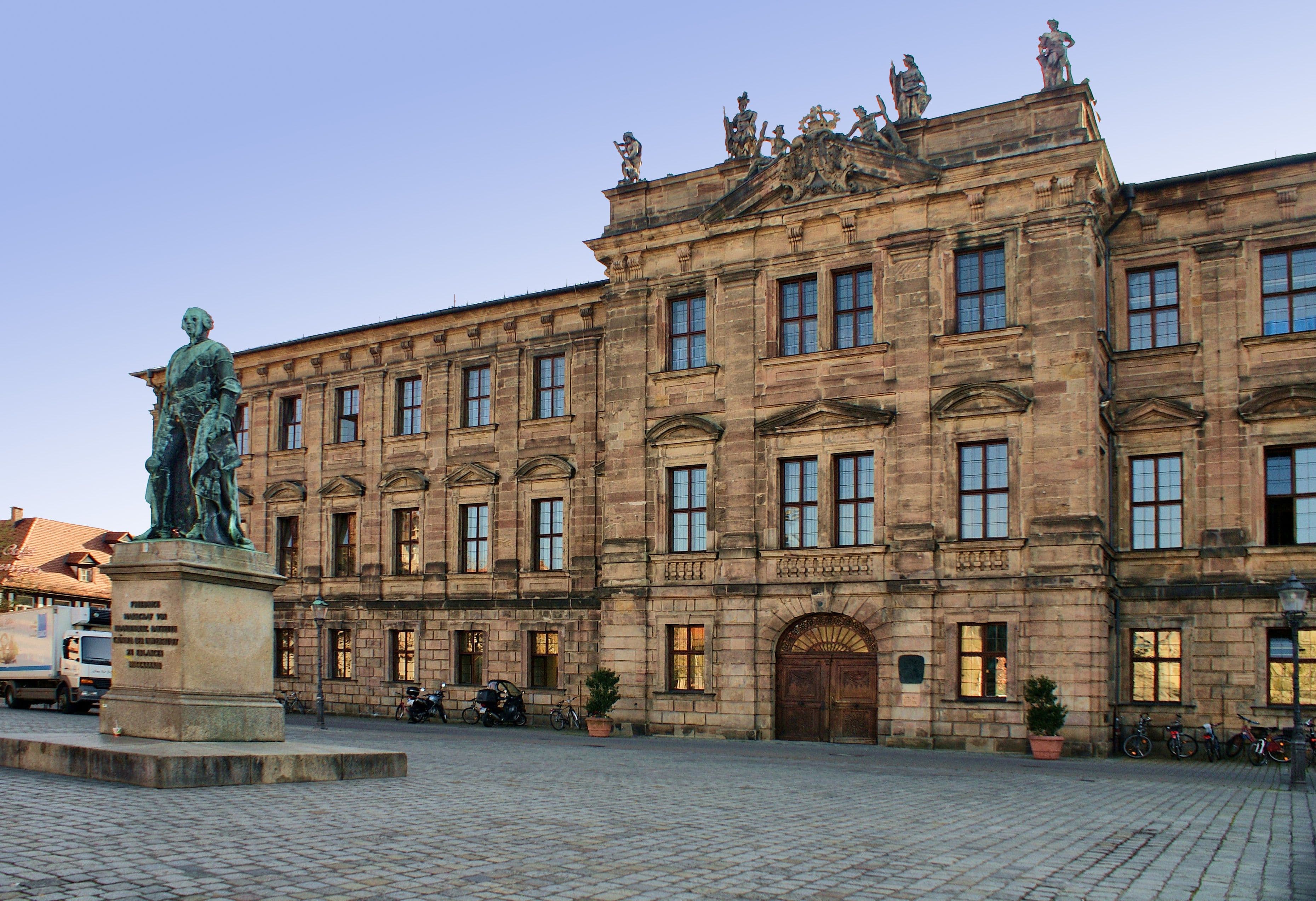 Friedrich Alexander University Erlangen-Nuremberg campus view with students and historic architecture
