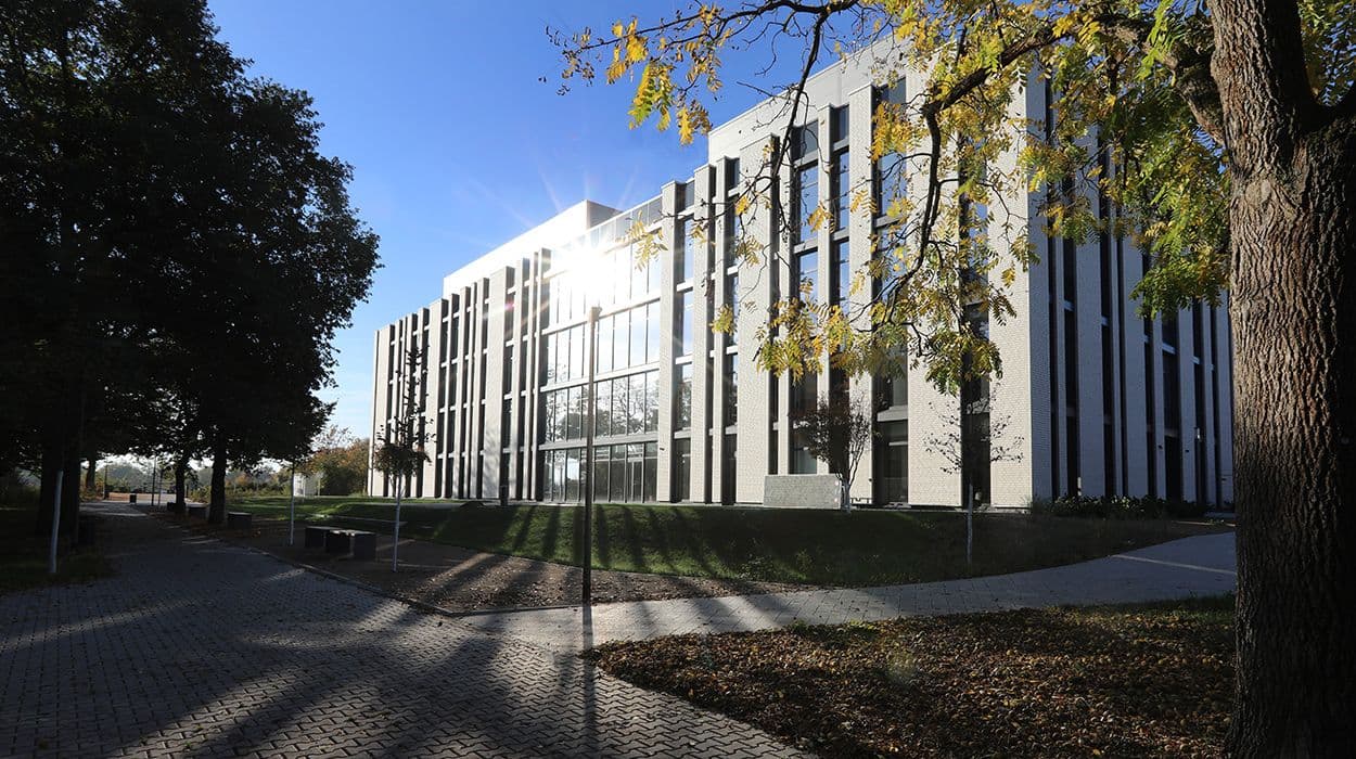 Aerial view of the campus of Johannes Gutenberg University Mainz