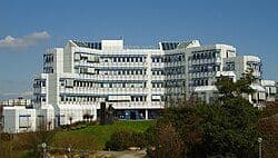 Main campus building of the University of Trier, Germany, featuring modern academic facilities and green spaces.